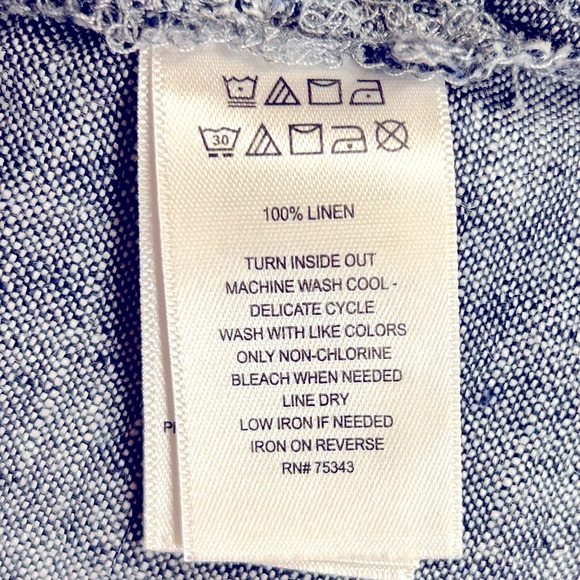 TAHARI 2X Linen Short Sleeve Dress Split Neck Pop Over - Picture 9 of 10